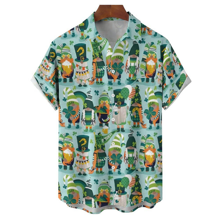 St. Patrick's Day Gnome Casual Short Sleeve Shirt 2312000536