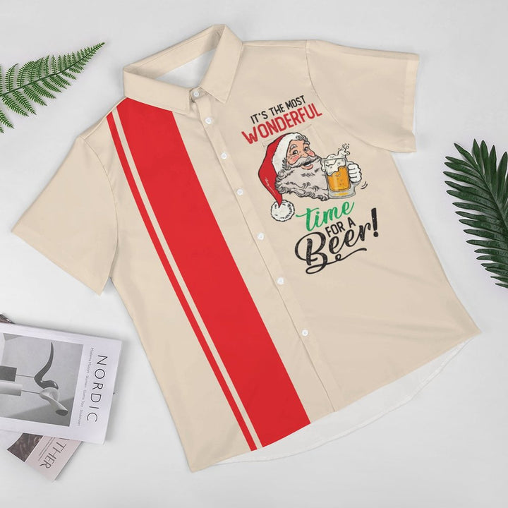 Christmas Beer Chest Pocket Short Sleeved Shirt 2310000254