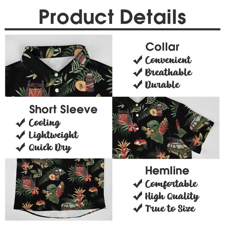 Men's Hawaiian Dinosaur Casual Short Sleeve Shirt 2312000524