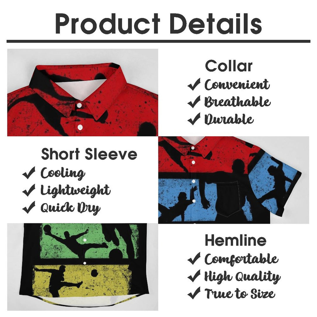 Men's Fun Printed Casual Chest Pocket Short Sleeve Shirt 2309000443
