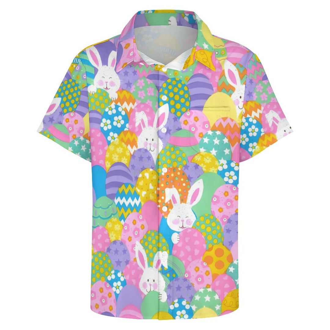Men's Easter Egg Bunny Casual Short Sleeve Shirt 2312000061