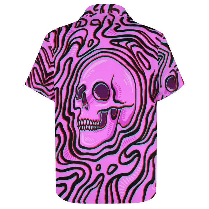 Casual Skull Printed Chest Pocket Short Sleeve Shirt 2309000517