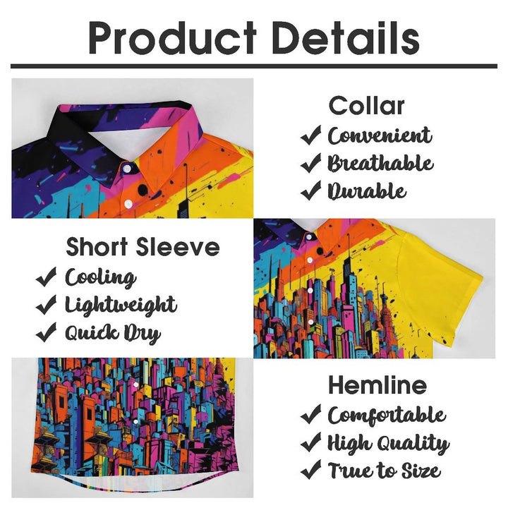 Fun Printing Casual Chest Pocket Short Sleeve Shirt 2309000632