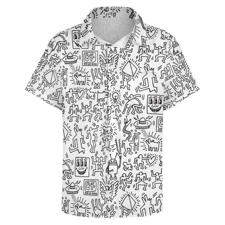 Line Man Casual Chest Pocket Short Sleeve Shirt 2309000110