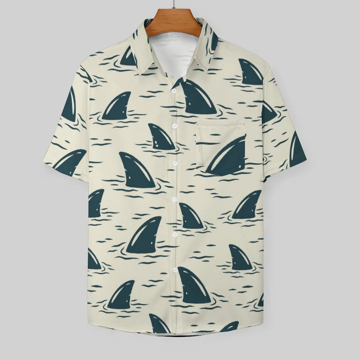 Fish Fin Casual Chest Pocket Short Sleeve Shirt 2310000040