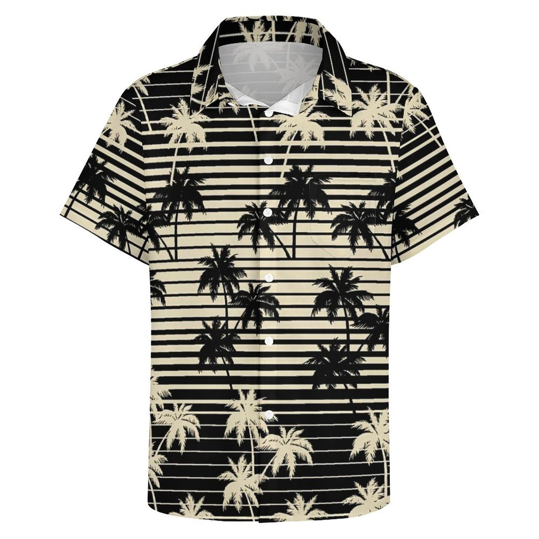 Coconut Stripe Casual Chest Pocket Short Sleeve Shirt 2309000197