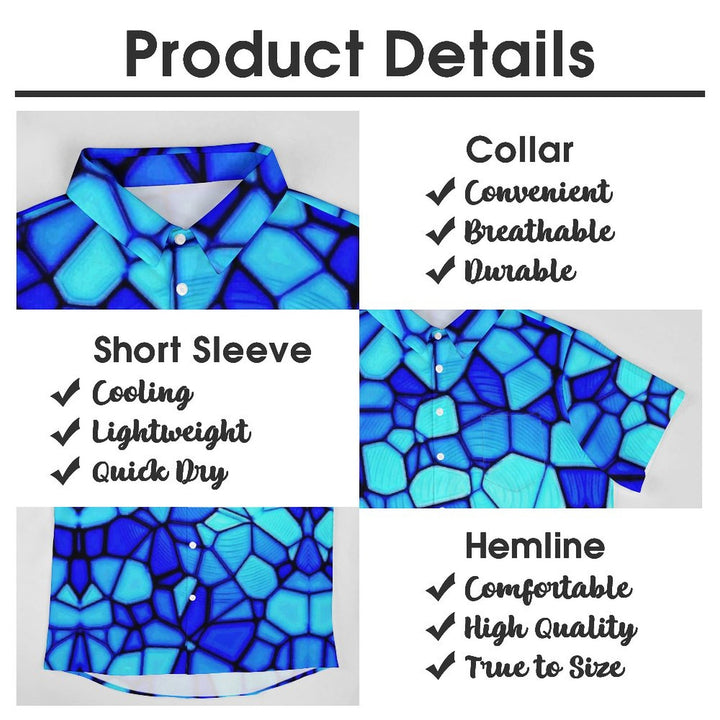 Geometric Casual Chest Pocket Short Sleeved Shirt 2309000851