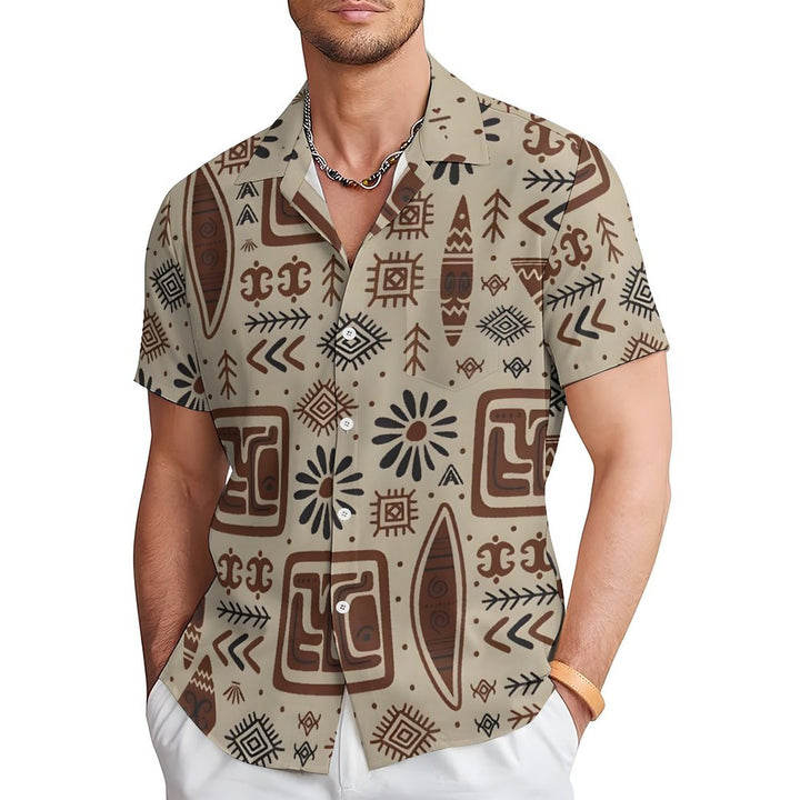 Tribal Pattern Retro Casual Short Sleeved Shirt 2311000182