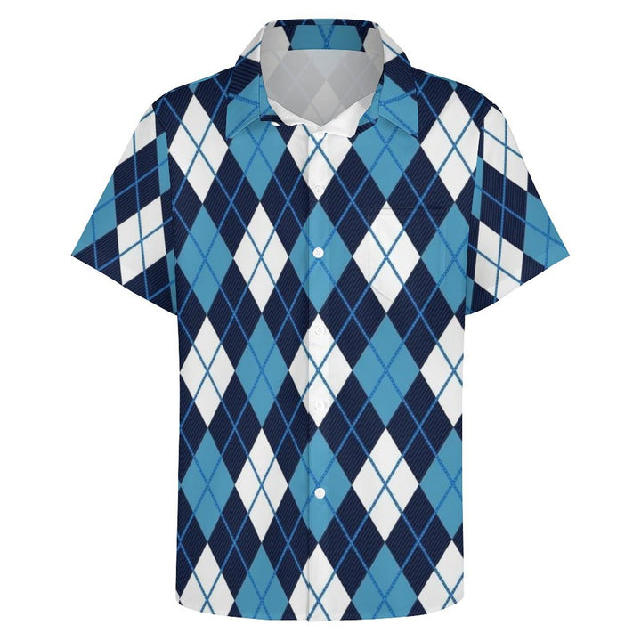 Men's Geometric Casual Chest Pocket Short Sleeve Shirt 2309000066