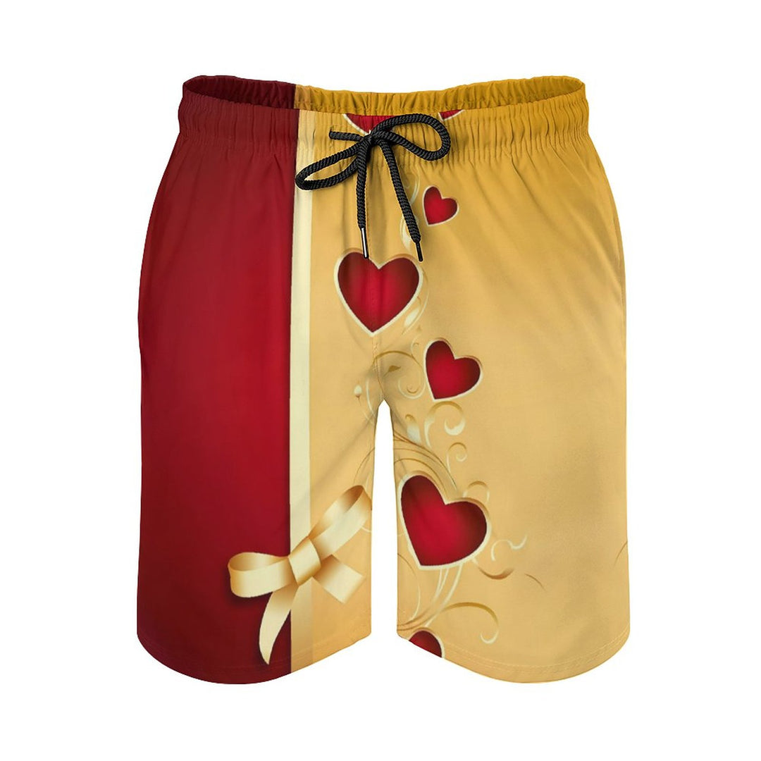 Men's Sports Valentine's Day Heart Bow Beach Shorts 2312000534