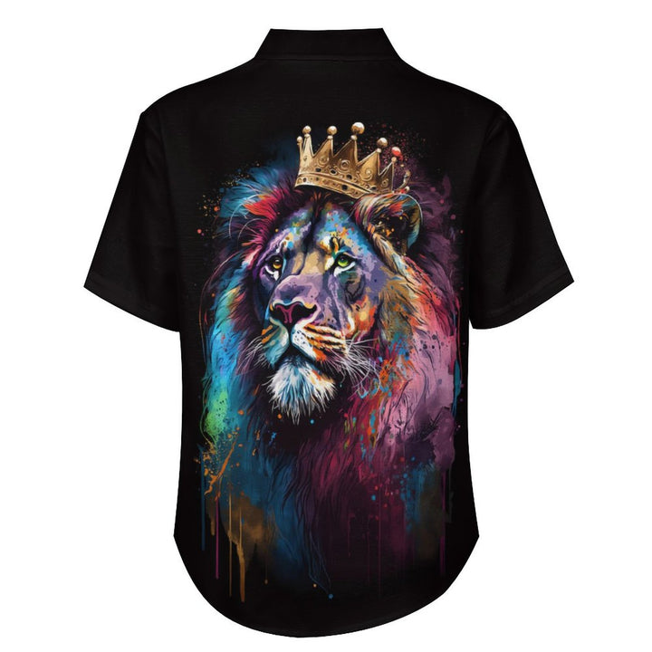 Men's Crowned Lion Print Resort Shirt 2307100285