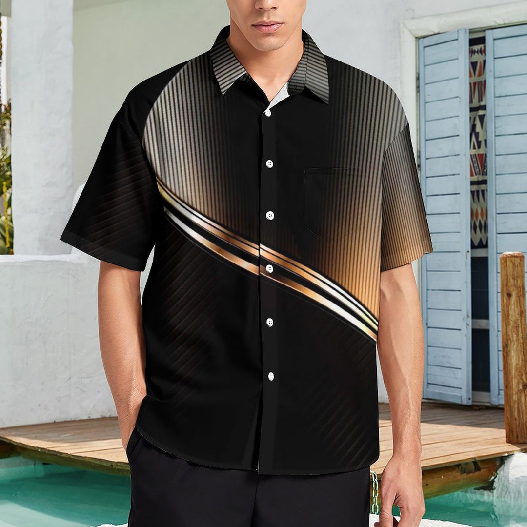 Men's Business 3D Printing Casual Chest Pocket Short Sleeve Shirt 2307101756