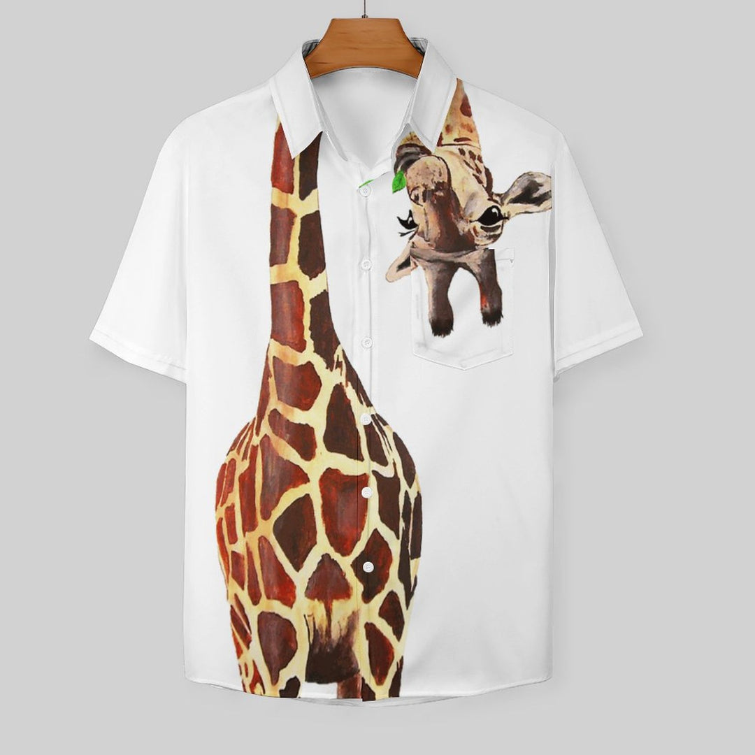 Giraffe Chest Pocket Short Sleeve Shirt 2309000071