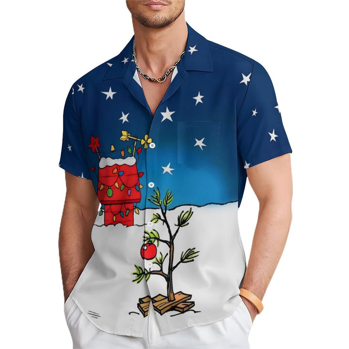 Men's Cartoon Tree Casual Short Sleeve Shirt 2312000436