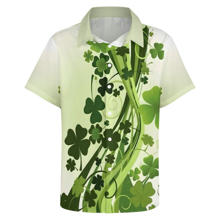 Men's St. Patrick's Day Clover Casual Short Sleeve Shirt 2311000624