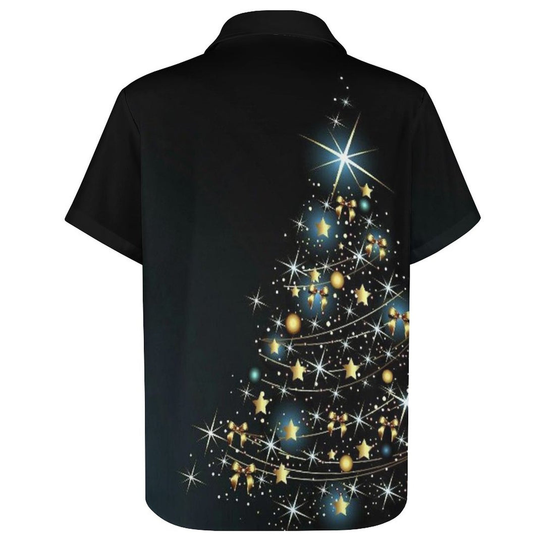 Men's  Glitter Gold Christmas Casual Short Sleeve Shirt 2311000011