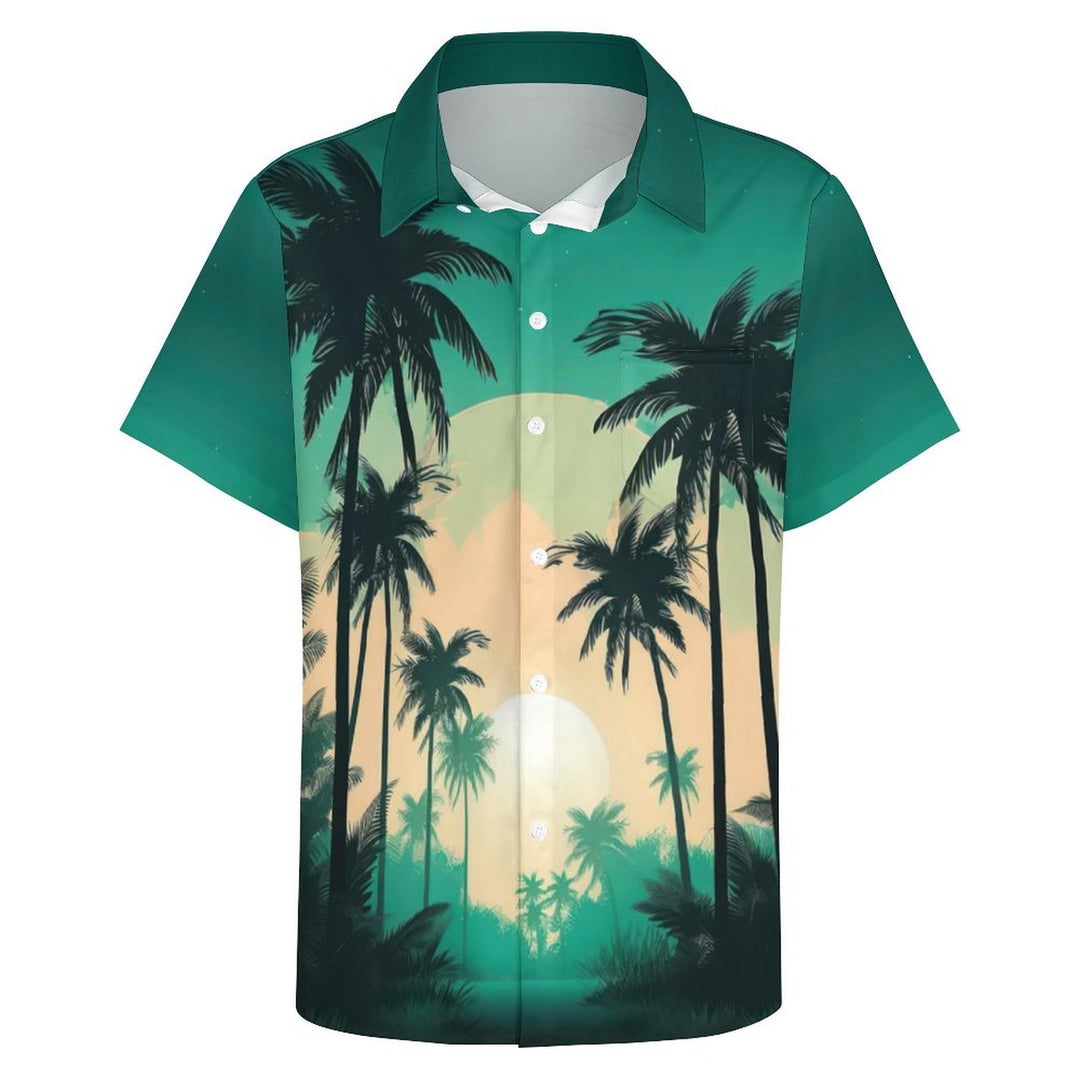 Coconut Grove Print Button Men's Pocket Shirt 2307100669