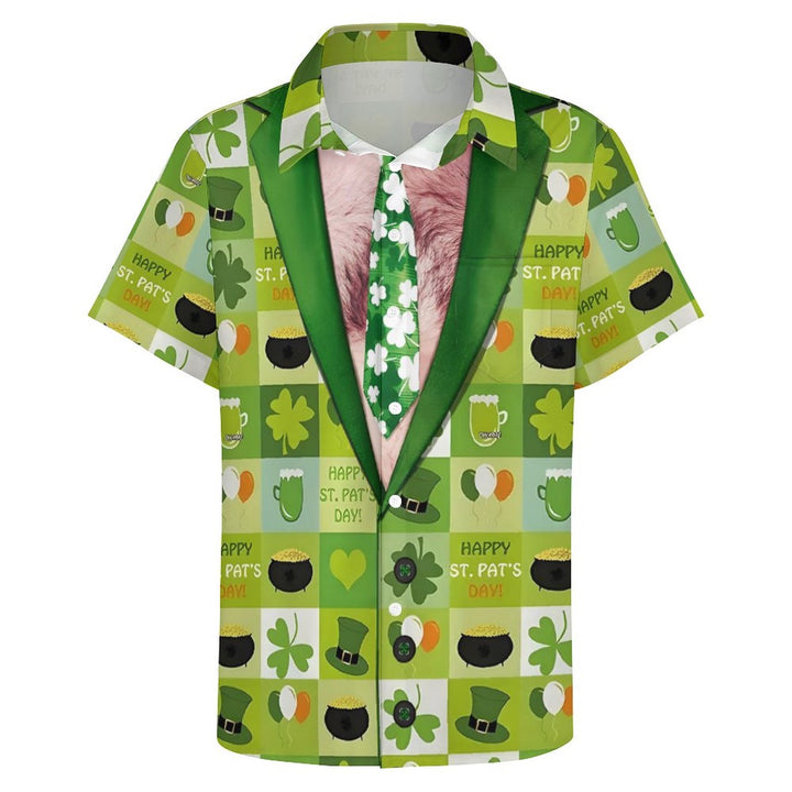 Men's St. Patrick's Day Fun Dress Prints Casual Short Sleeve Shirt 2312000401