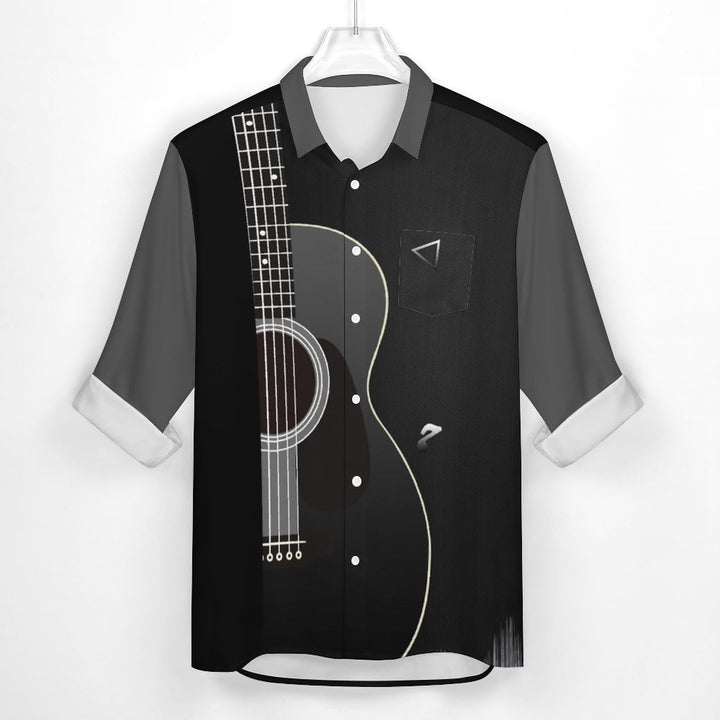 Casual Guitar Printed Long Sleeved Shirt 2309000899
