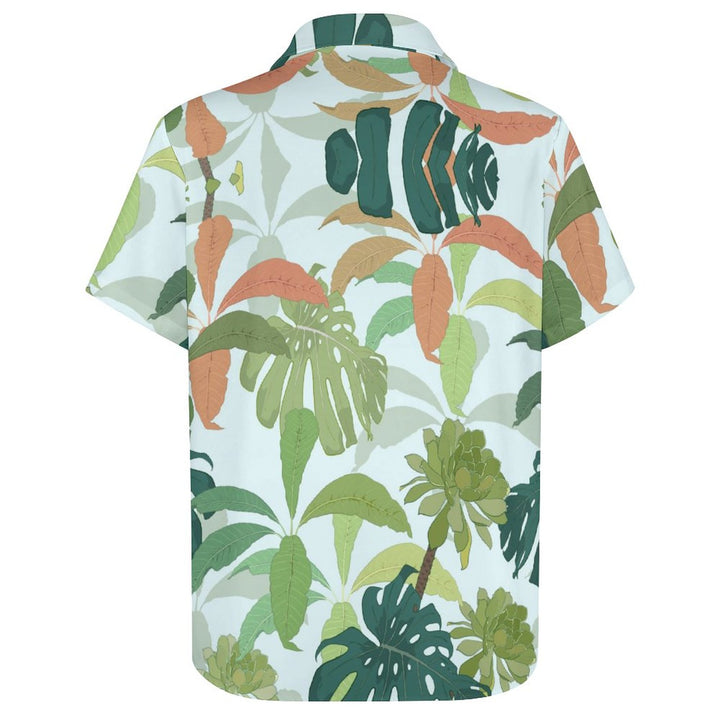 Men's Custom Printed Tropical Plant Short Sleeve Shirt 2307101657