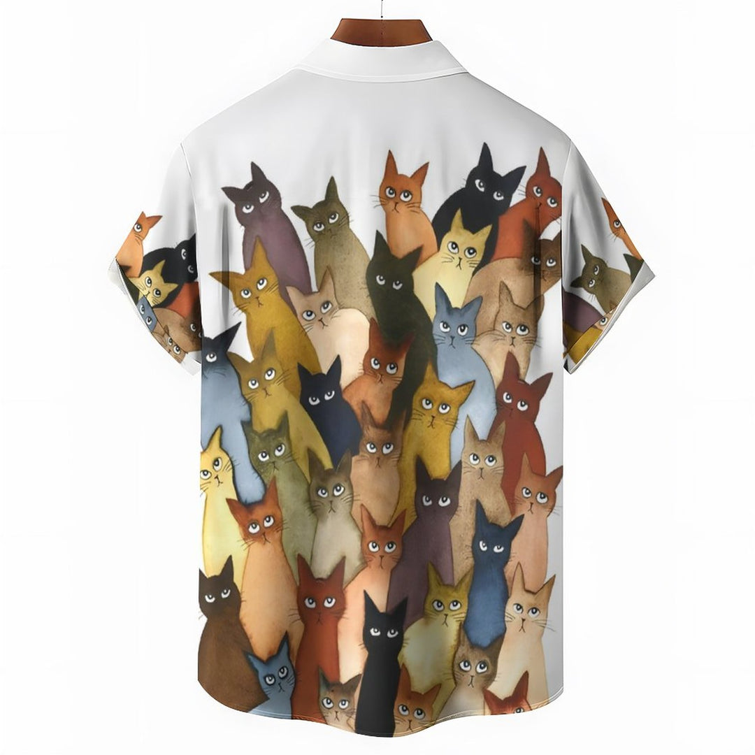 Men's Cats Casual Short Sleeve Shirt 2312000257