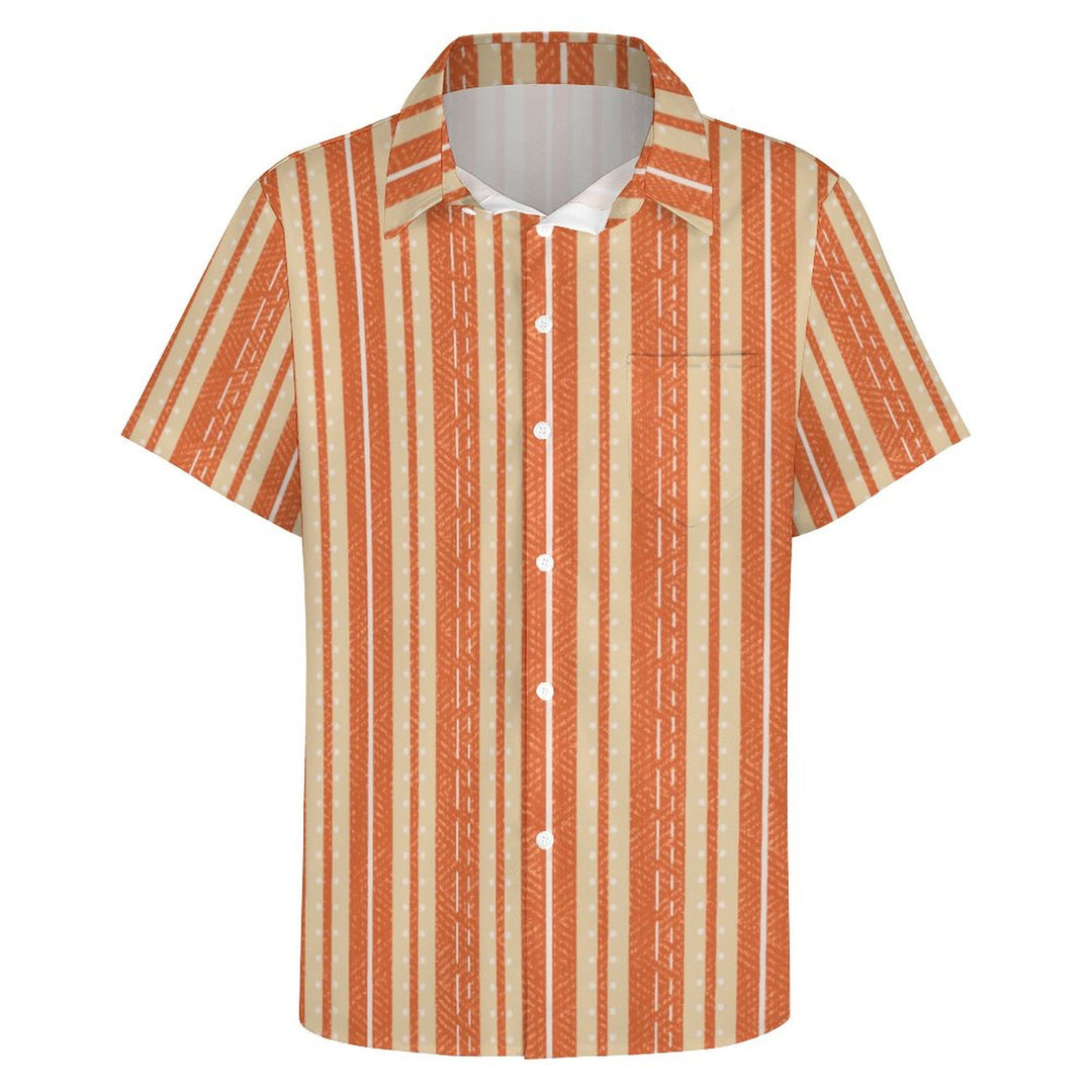 Striped Casual Chest Pocket Short Sleeved Shirt 2310000209