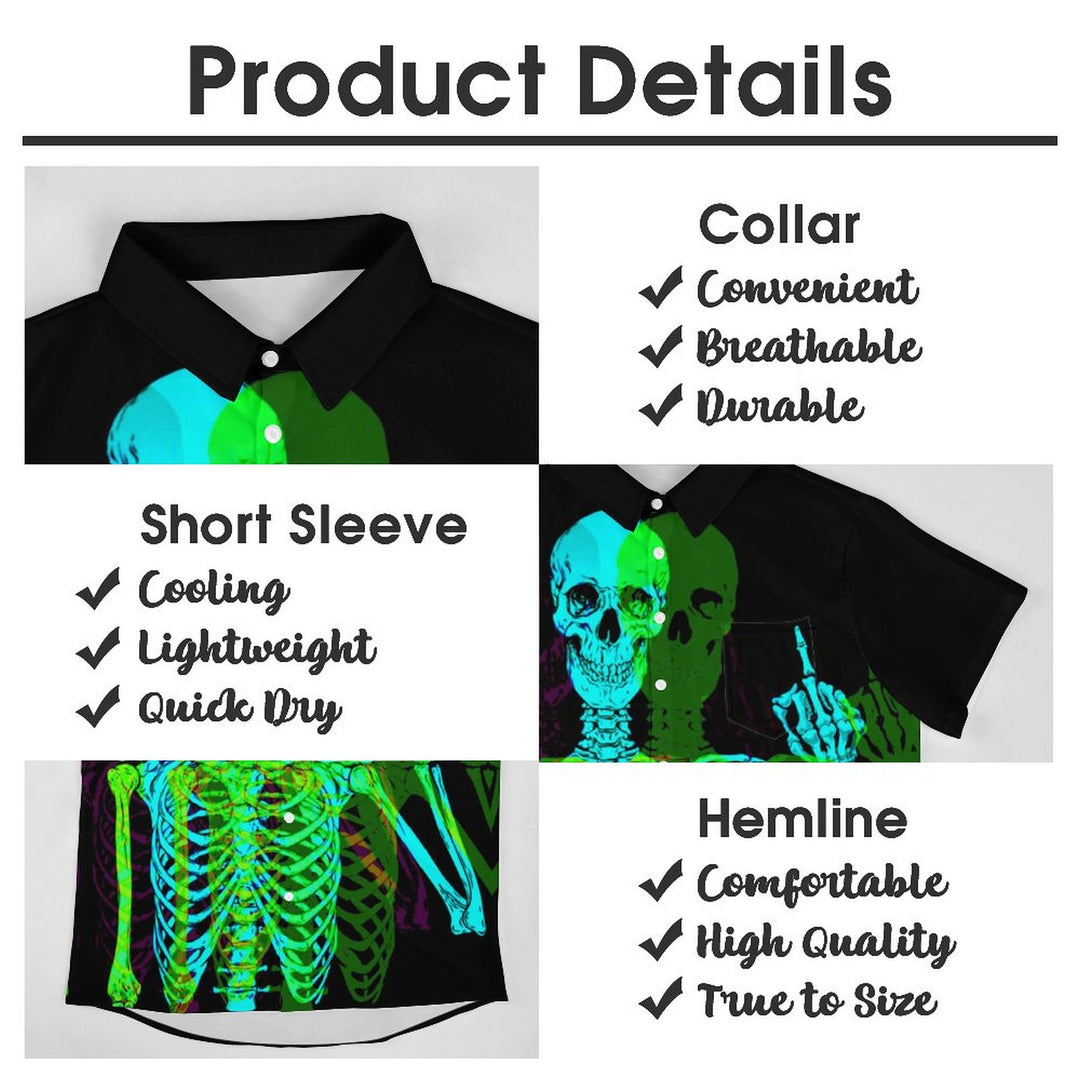 Men's Halloween Skull Casual Fashion Short Sleeve Shirt 2307101483