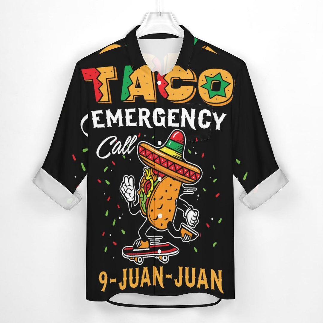 Men's taco casual printed long sleeve shirt 2310000956