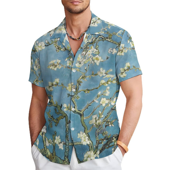 Men's Van Gogh Almond Blossom Casual Short Sleeve Shirt 2312000177