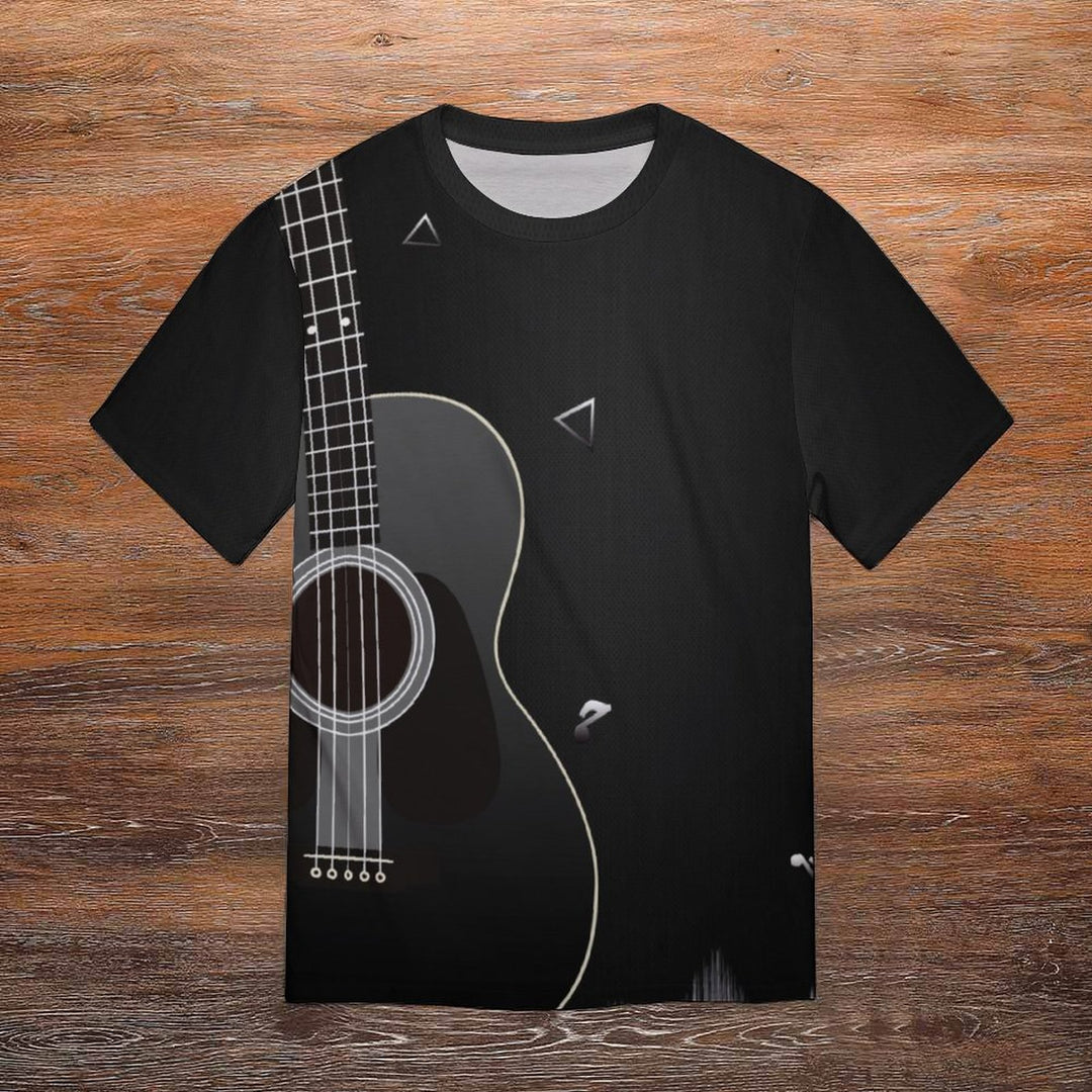 Men's Round Neck Guitar Art Print Casual T-Shirt 2312000383
