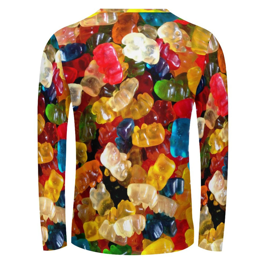 Casual Gummy Bear Print Long Sleeve T-Shirt 2309000372