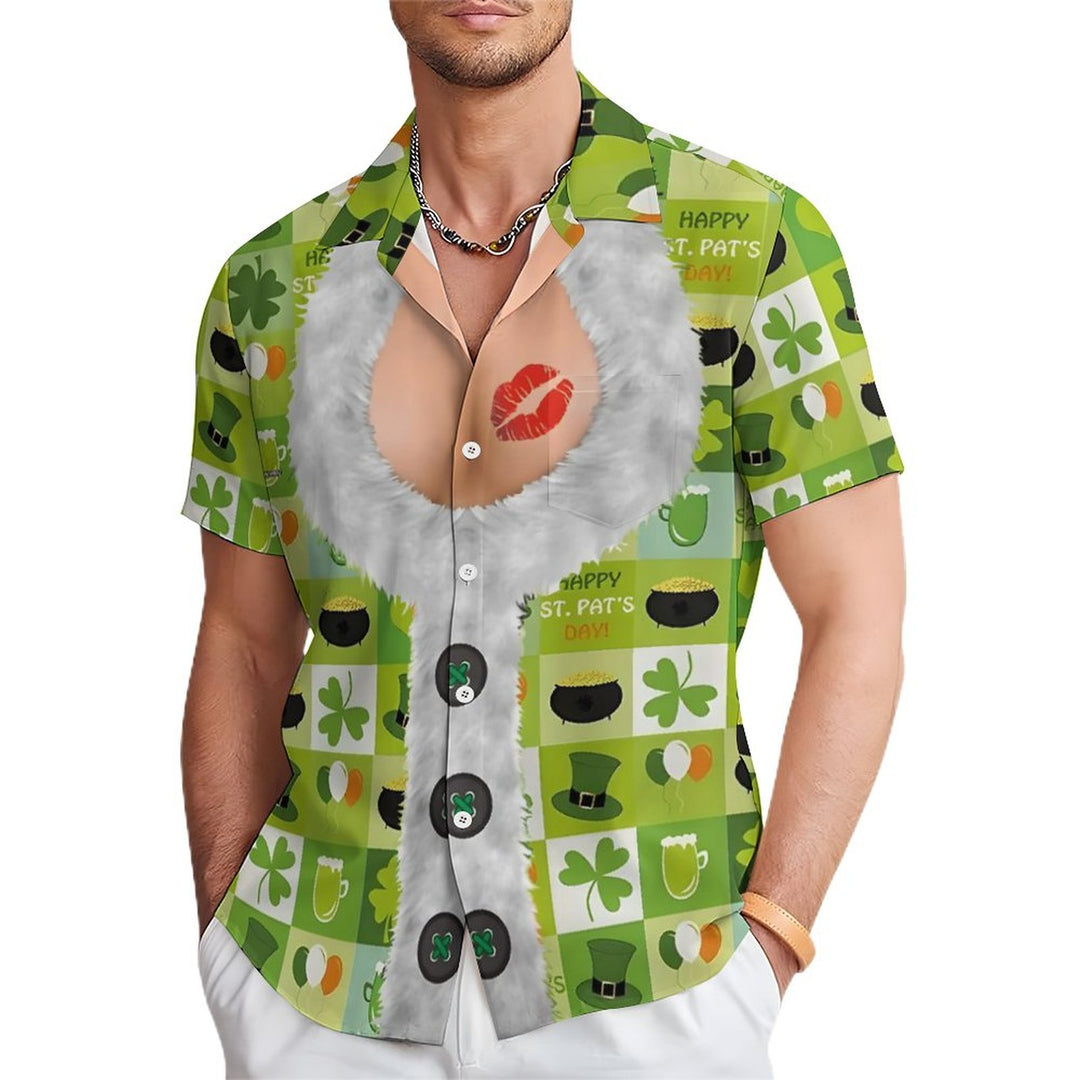St. Patrick's Day Fun Dress Prints Casual Short Sleeve Shirt 2312000398