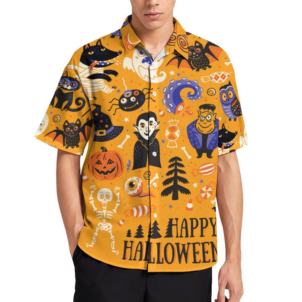 Men's Casual Halloween Character Print Short Sleeve Shirt 2309000320