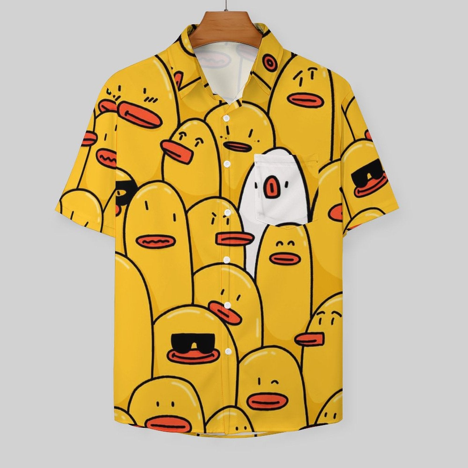 Men's Sunglasses Yellow Duck Print Casual Fashion Short Sleeve Shirt 2 ...