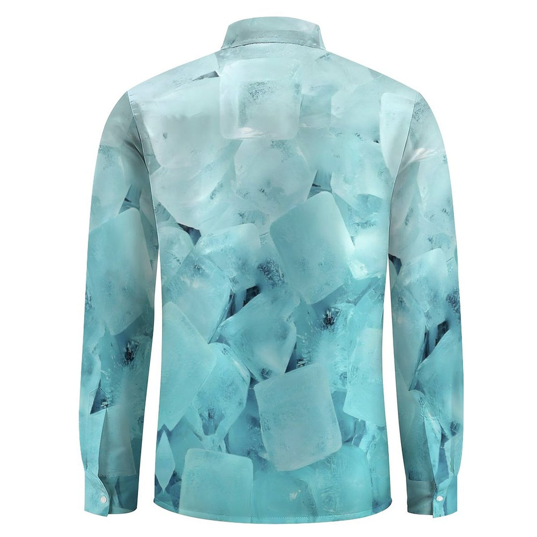 Men's Casual Gradient Ice Cubes Printed Long Sleeve Shirt 2312000206