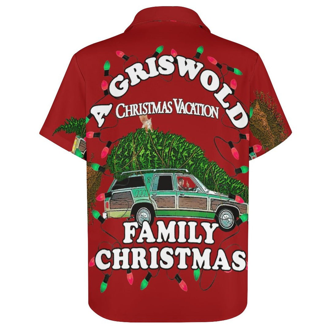 Men's Family Christmas Print Pattern Casual Short Sleeve Shirt 2310000865