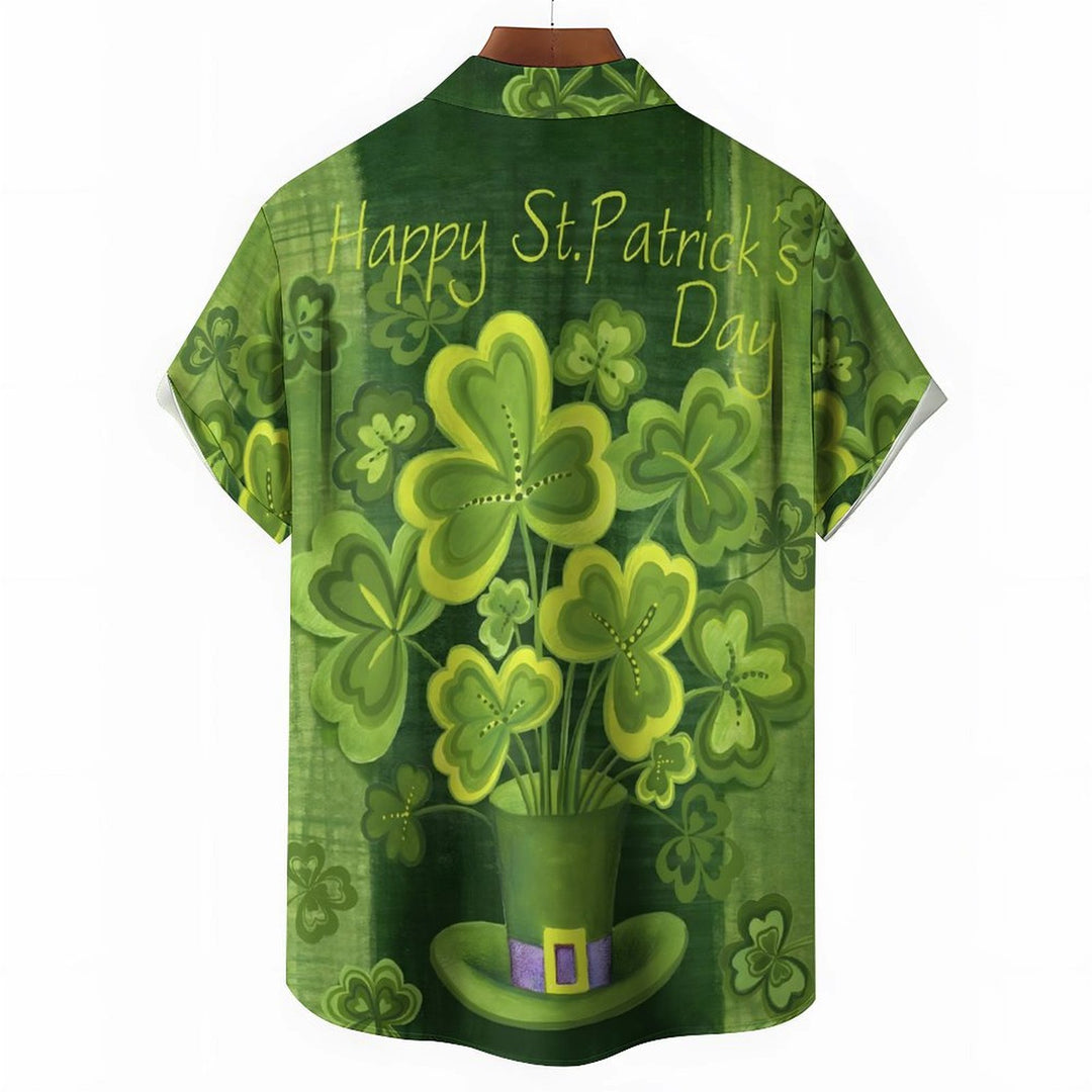 St. Patrick's Day Shamrock Casual Short Sleeve Shirt 2401000223