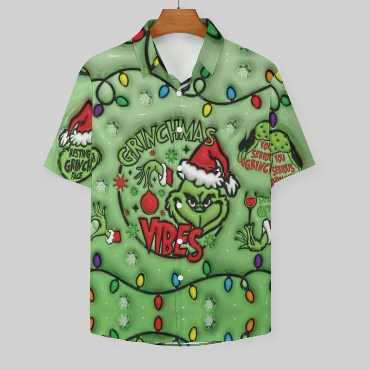 Men's Grinch Print Casual Short Sleeve Shirt 2311000217